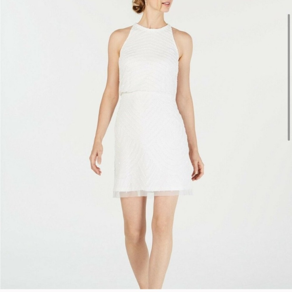 Adrianna Papell 6 Embellished Blouson Sheath Dress